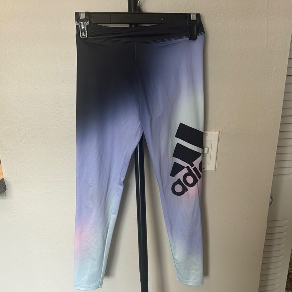Adidas Black and Blue Leggings for Active Comfort